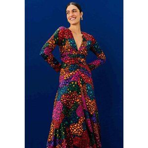 NWT Farm Rio Rainbow Hearts Midi Lenzing Ecovero Dress XL